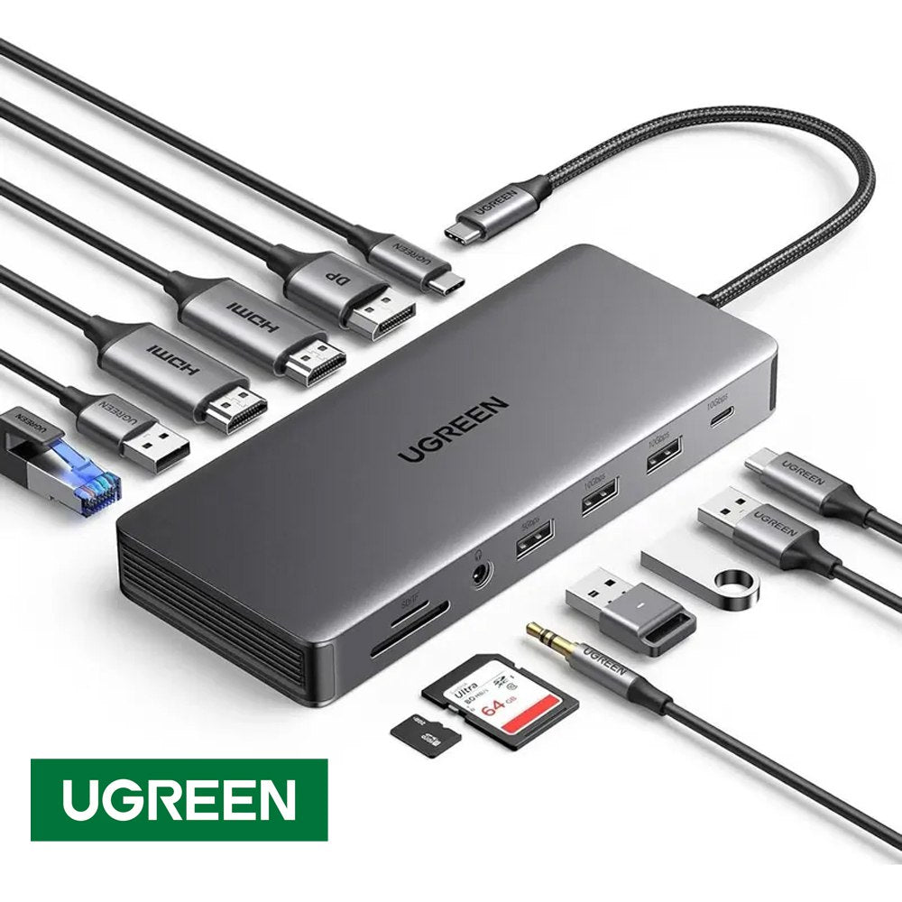 Adaptador Tipo C 13 en 1 Multiport Hub Lan Hdmi Dp 4k Ugreen S1902
