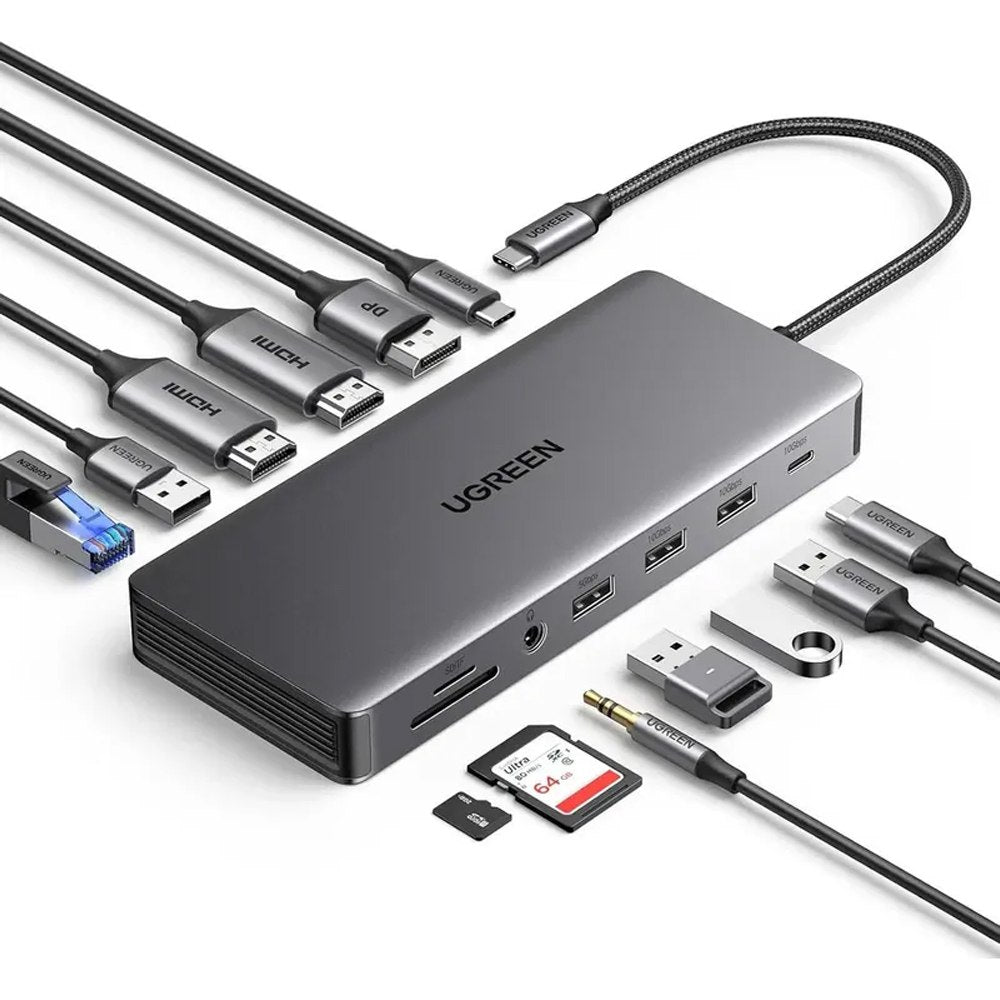 Adaptador Tipo C 13 en 1 Multiport Hub Lan Hdmi Dp 4k Ugreen S1902