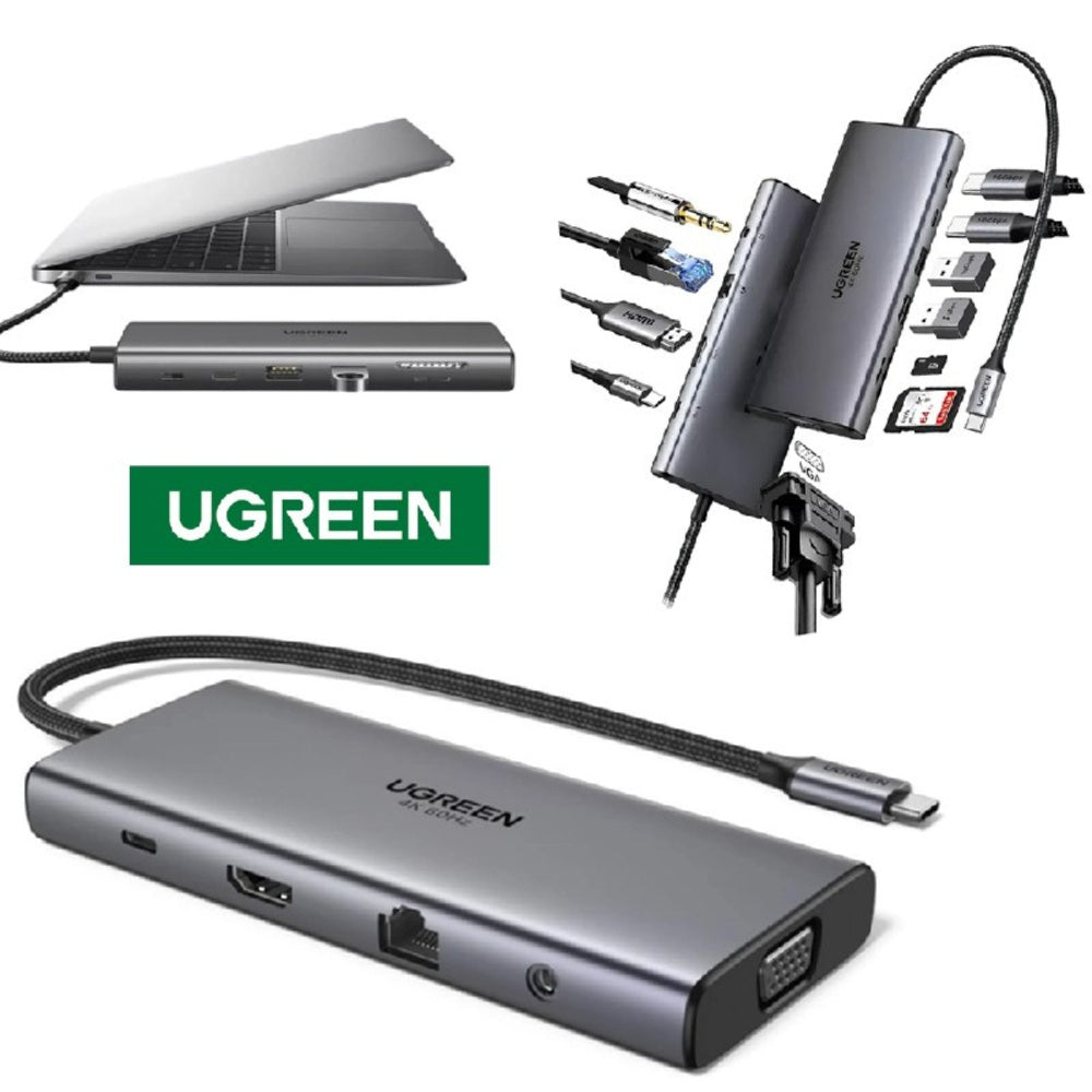 Adaptador Tipo C 11 en 1 Multiport Hub Lan Hdmi Vga 4k Ugreen S1904