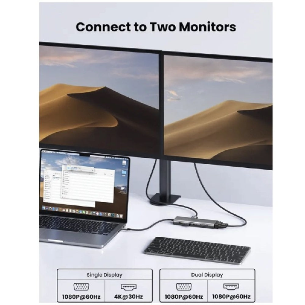 Adaptador Tipo C 11 en 1 Multiport Hub Lan Hdmi Vga 4k Ugreen S1904