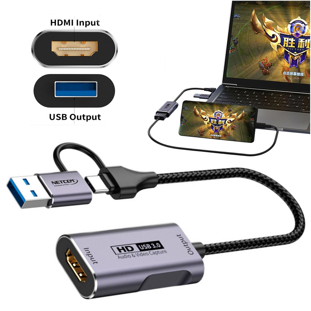 Capturadora De Video Hdmi 4k 60hz Usb 3.0 Tipo C Netcom S1912
