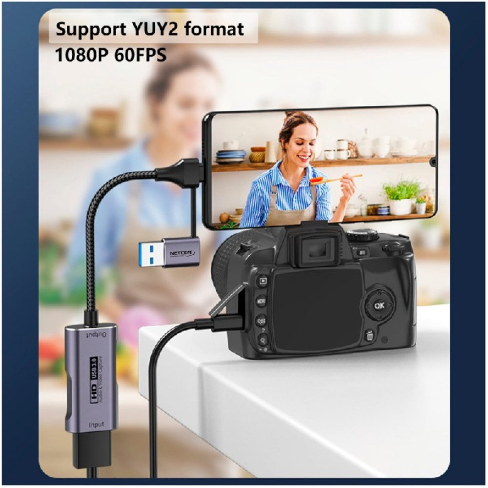 Capturadora De Video Hdmi 4k 60hz Usb 3.0 Tipo C Netcom S1912