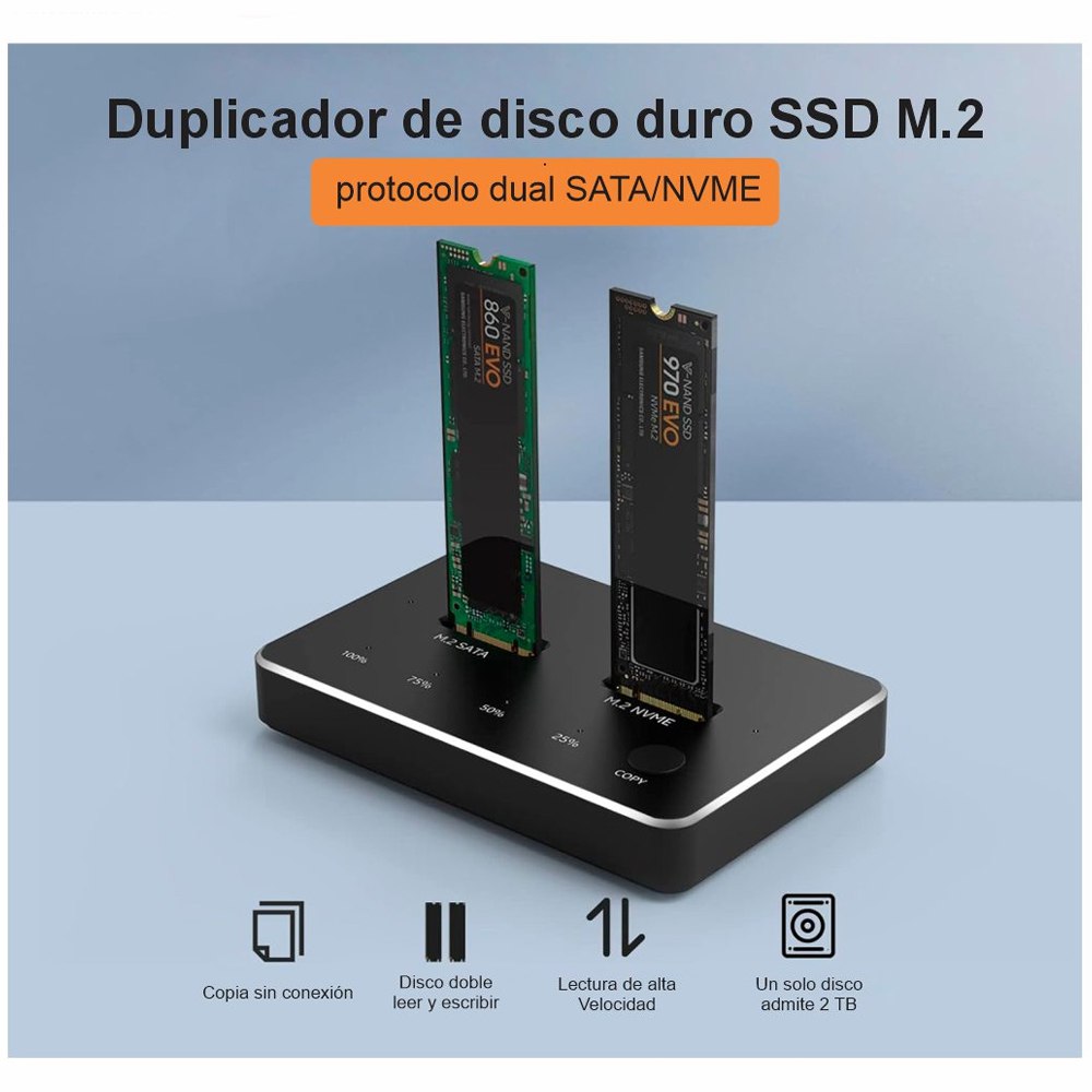 Clonador M.2 Ssd Nvme Dual Docking Station Doble Ranura 3.1 S1913