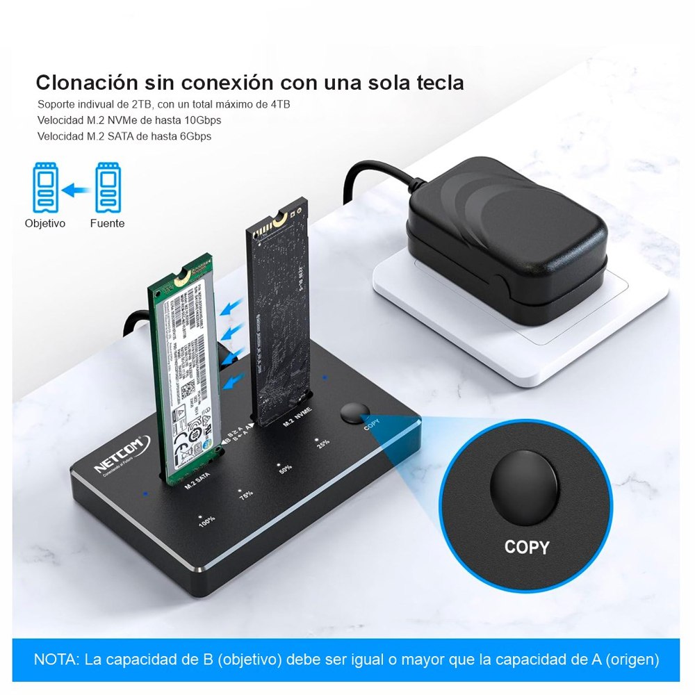 Clonador M.2 Ssd Nvme Dual Docking Station Doble Ranura 3.1 S1913