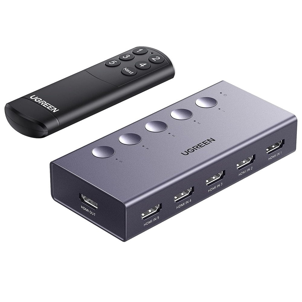 Switch Hdmi 2.0 5 Puertos 4k 60hz Ugreen 3d Hdr Con Control S1924