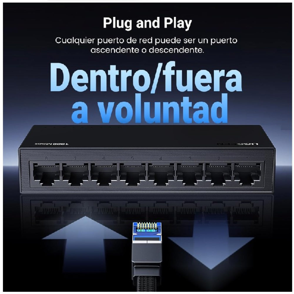Switch 8 Puertos Ugreen 1000mbps Rj45 Lan Gigabit Ethernet S1928