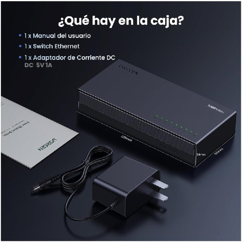 Switch 8 Puertos Ugreen 1000mbps Rj45 Lan Gigabit Ethernet S1928