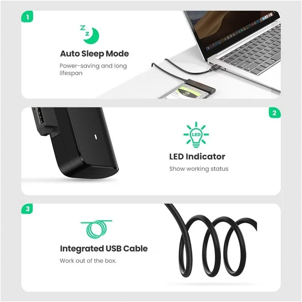 Cable Adaptador Usb 3.0 A Sata I Ii Ugreen Hdd Sdd 2.5 50cm S1929