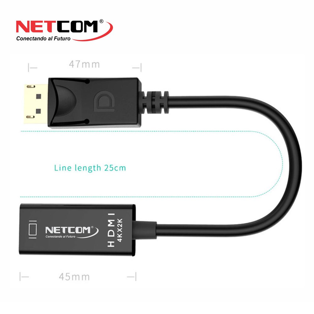 Adaptador Convertidor Displayport A Hdmi Netcom 4k Ultra Hd S1933