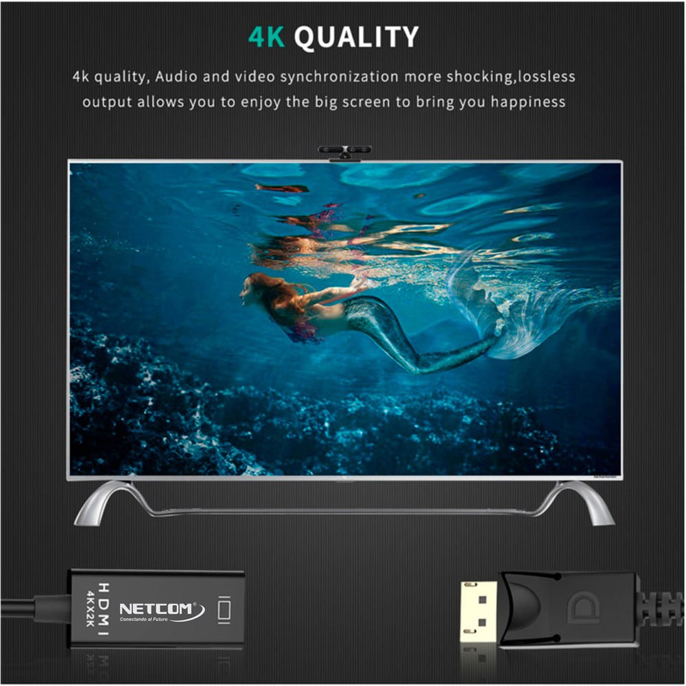 Adaptador Convertidor Displayport A Hdmi Netcom 4k Ultra Hd S1933