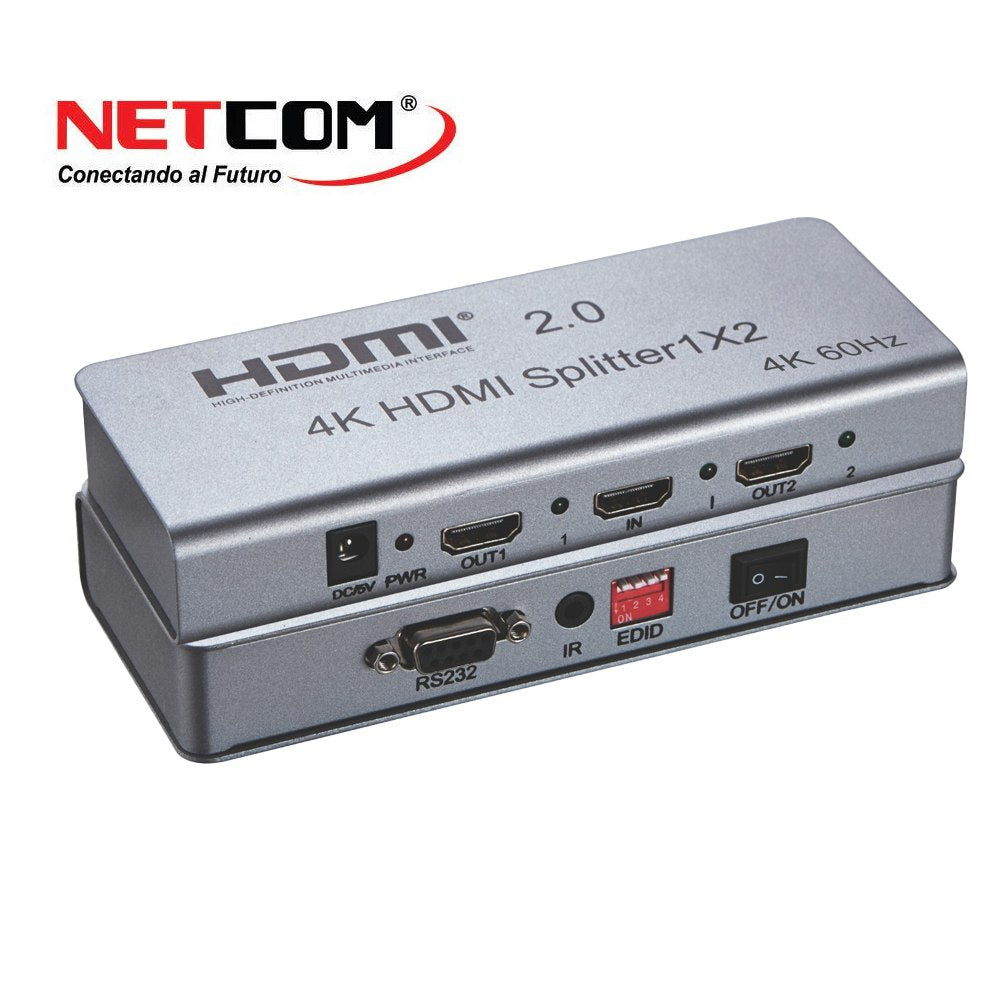 Splitter HDMI 1x2 Metalico 2.0 4K 60Hz 2 pantallas Ultra HD RS232 S1934