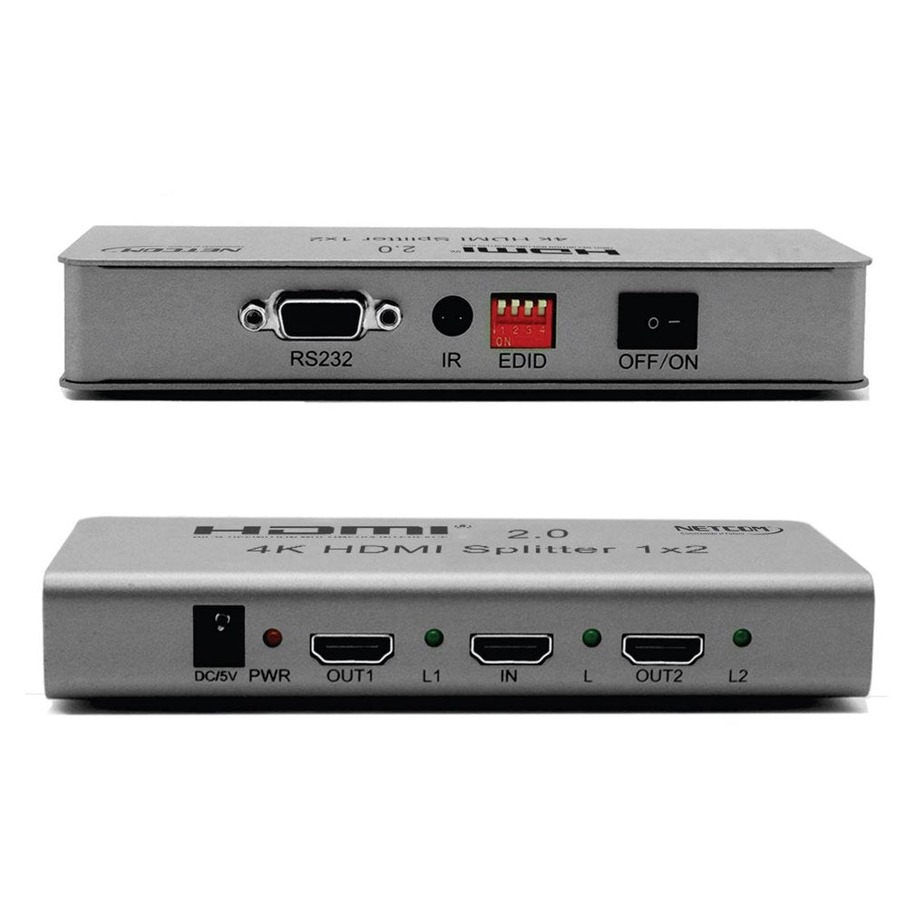 Splitter HDMI 1x2 Metalico 2.0 4K 60Hz 2 pantallas Ultra HD RS232 S1934