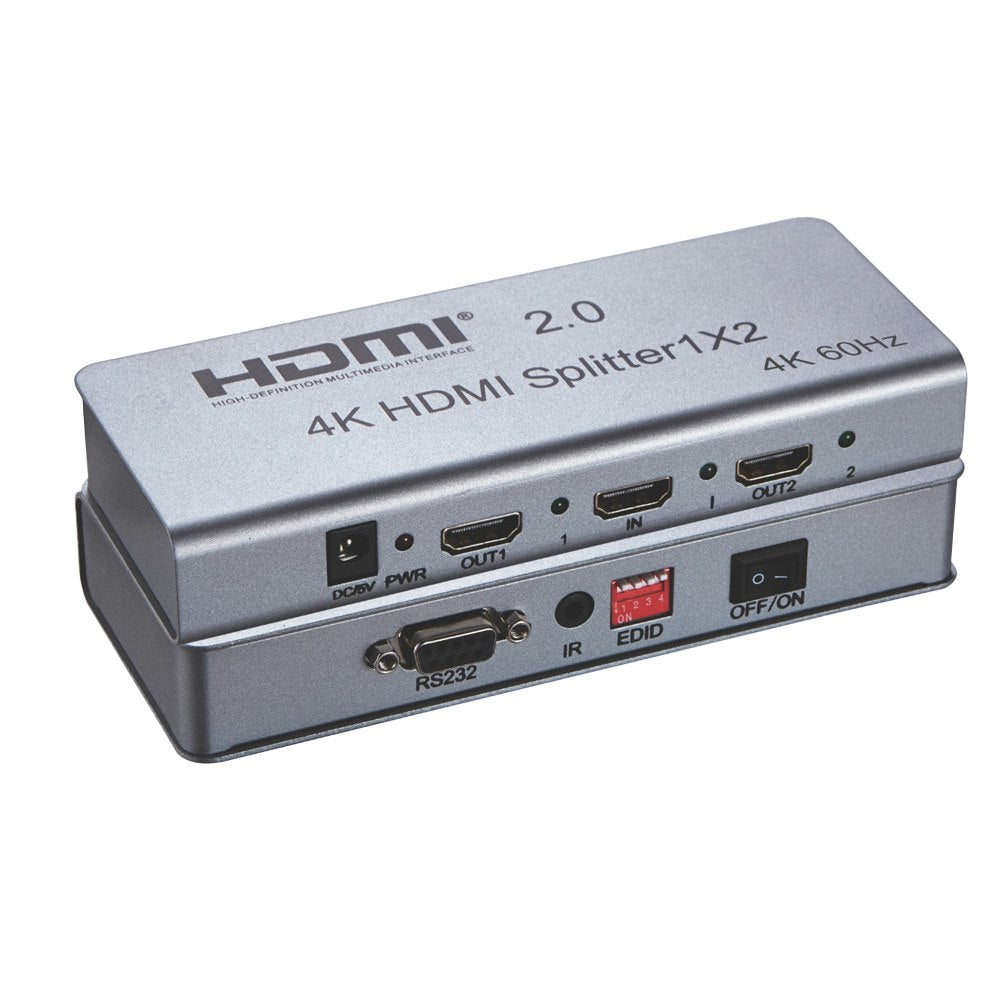 Splitter HDMI 1x2 Metalico 2.0 4K 60Hz 2 pantallas Ultra HD RS232 S1934