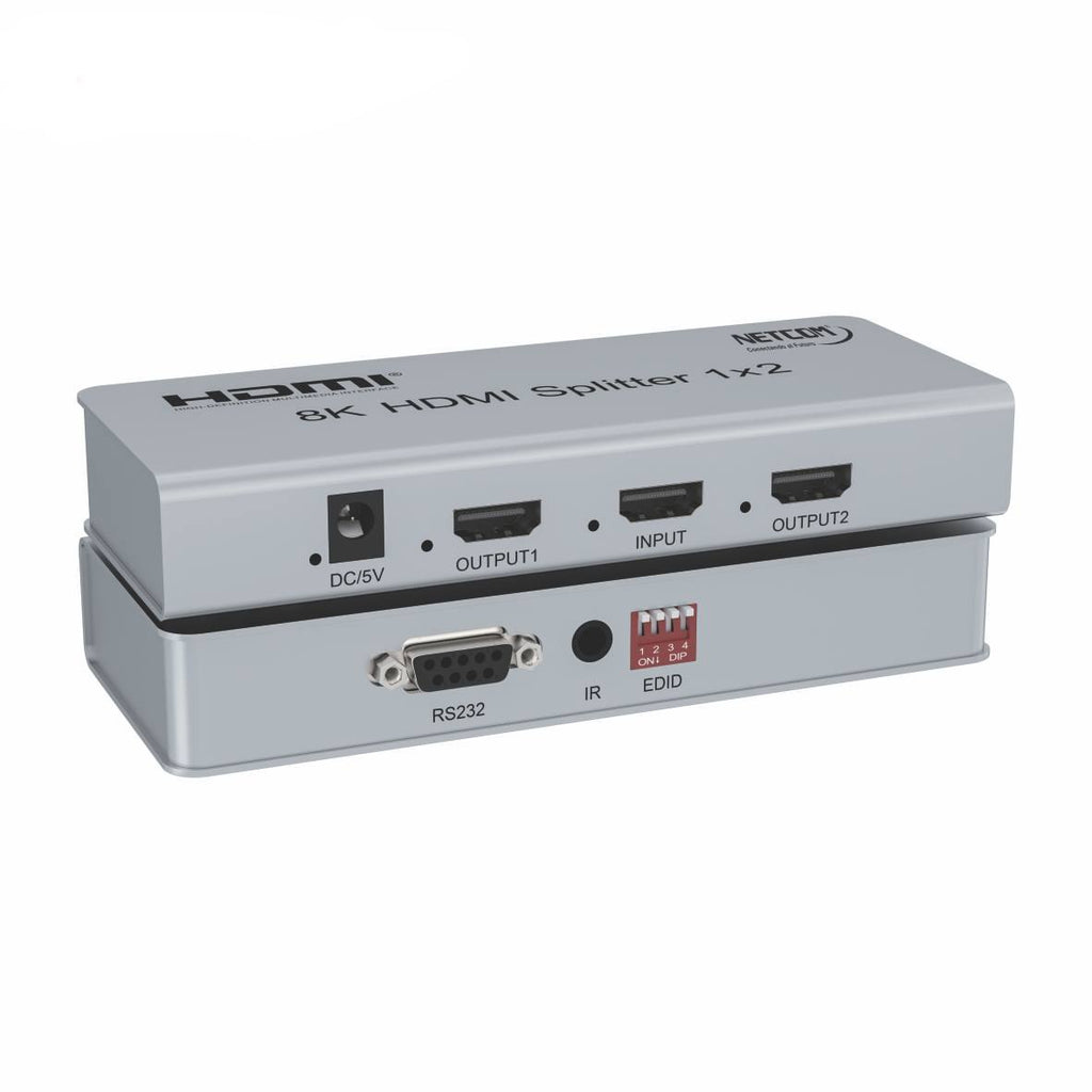 Splitter HDMI 1x2 Metalico 2.1 8K 60Hz 2 pantallas HDCP 2.3 RS232 S1937