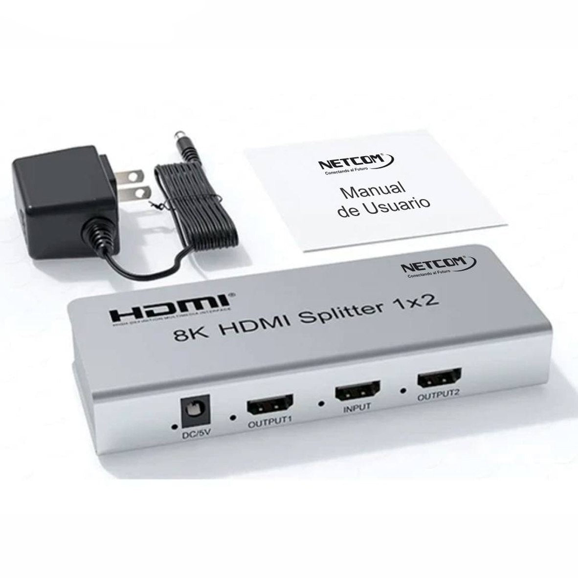 Splitter HDMI 1x2 Metalico 2.1 8K 60Hz 2 pantallas HDCP 2.3 RS232 S1937