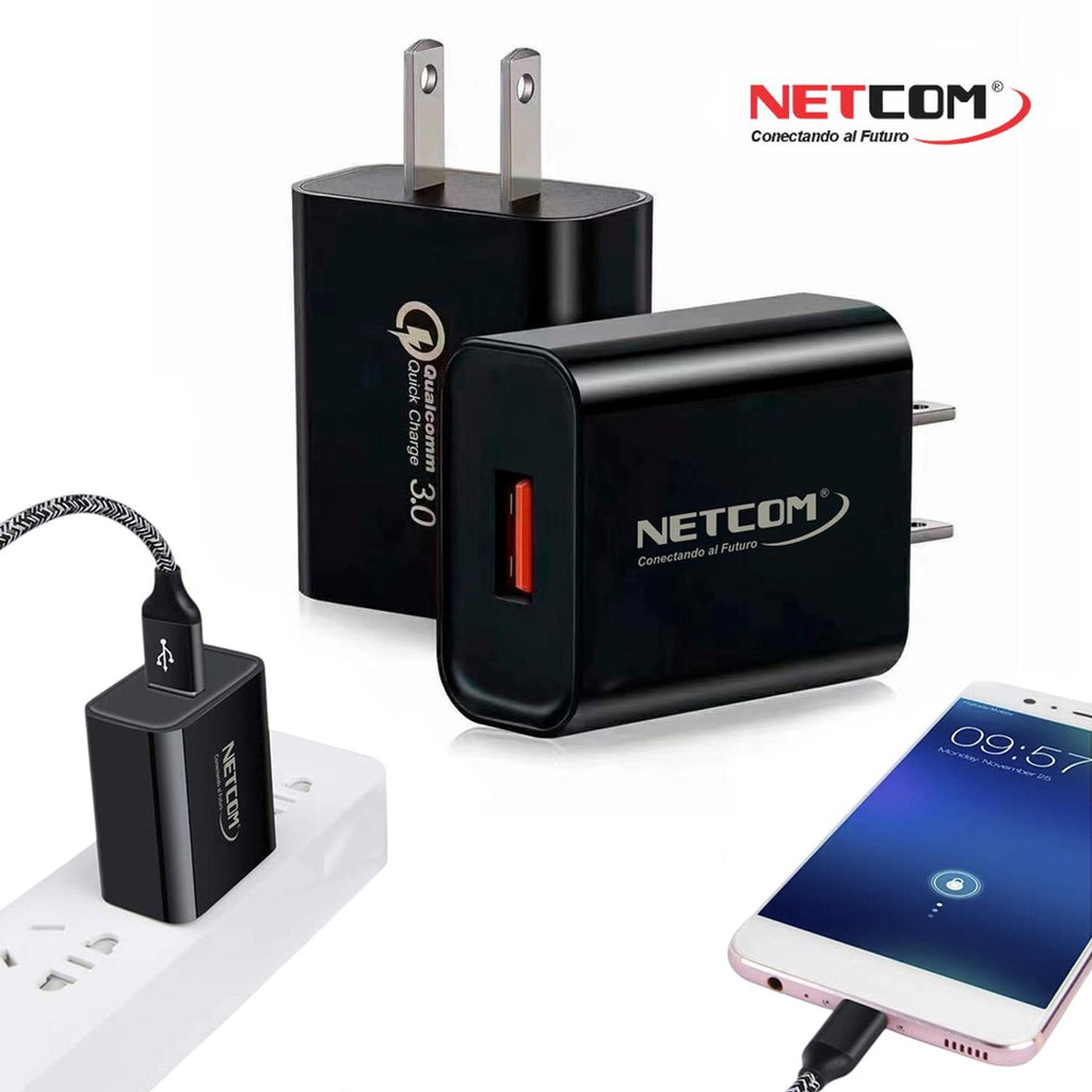 Cargador de Pared CARGA RAPIDA PD 18W QC3.0 usb 3.0 tipo C NETCOM S1938