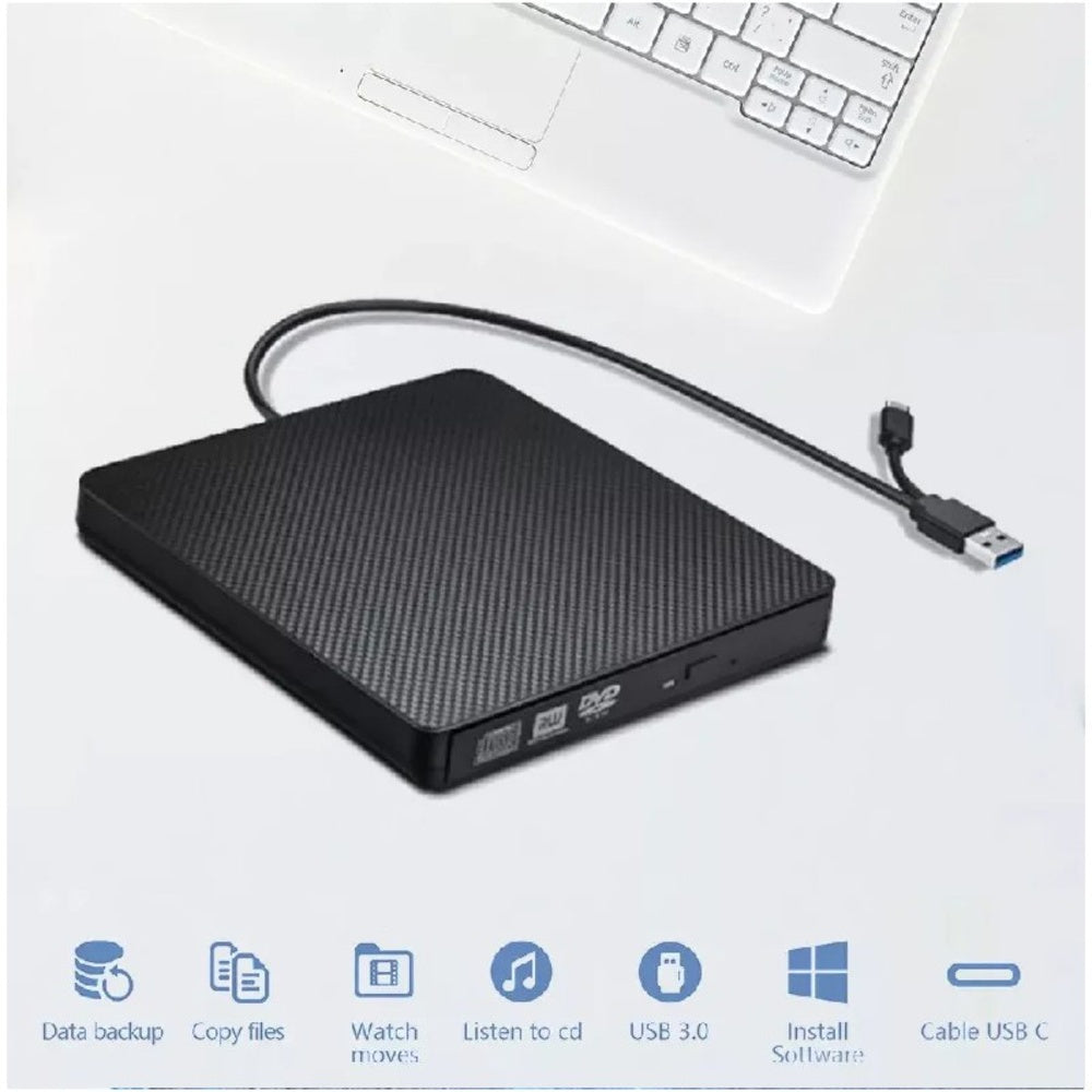 Lector Externo ANDOWL Q-GF300 USB Tipo C CD/DVD RW plug and play S1939