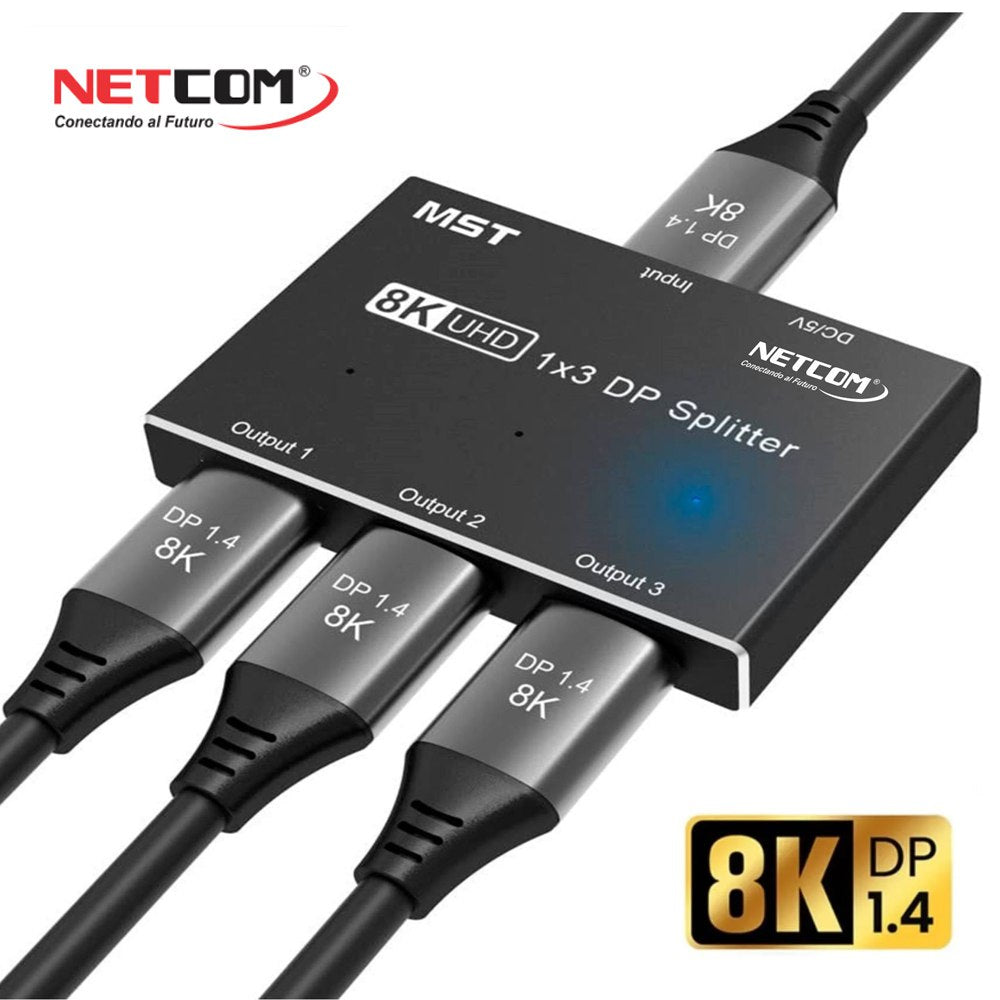 Splitter Displayport 1x3 8K NETCOM V1.4 8k 60Hz 32.4Gbps UHD S1941