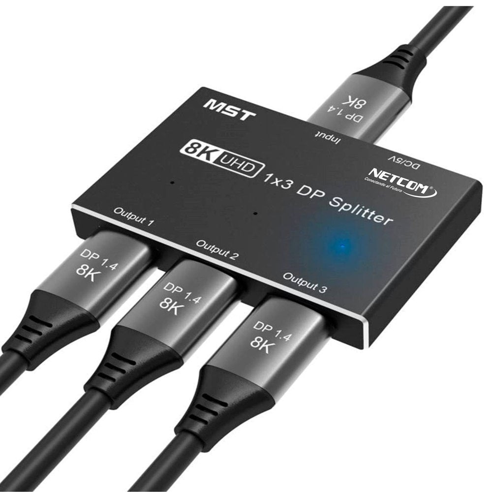 Splitter Displayport 1x3 8K NETCOM V1.4 8k 60Hz 32.4Gbps UHD S1941