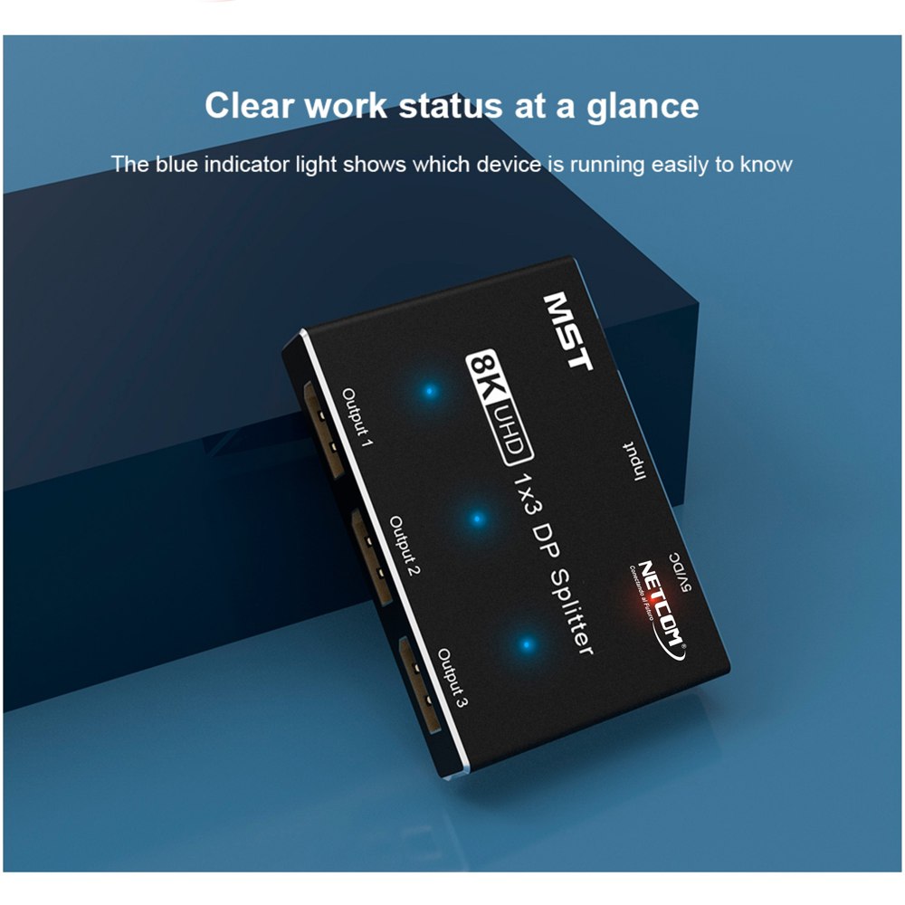 Splitter Displayport 1x3 8K NETCOM V1.4 8k 60Hz 32.4Gbps UHD S1941
