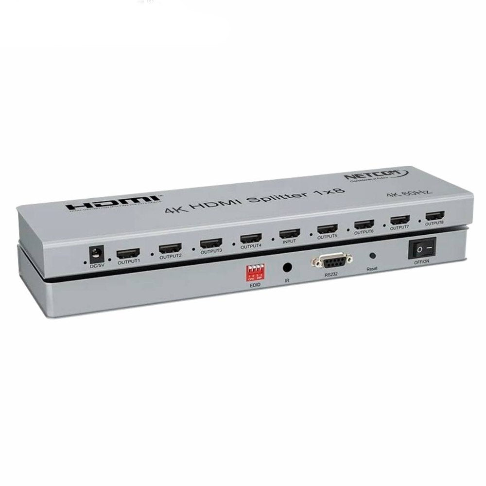 Splitter HDMI 1x8 Metalico 2.0 4K 60Hz 8 pantallas HDCP 2.3 RS232 S1945