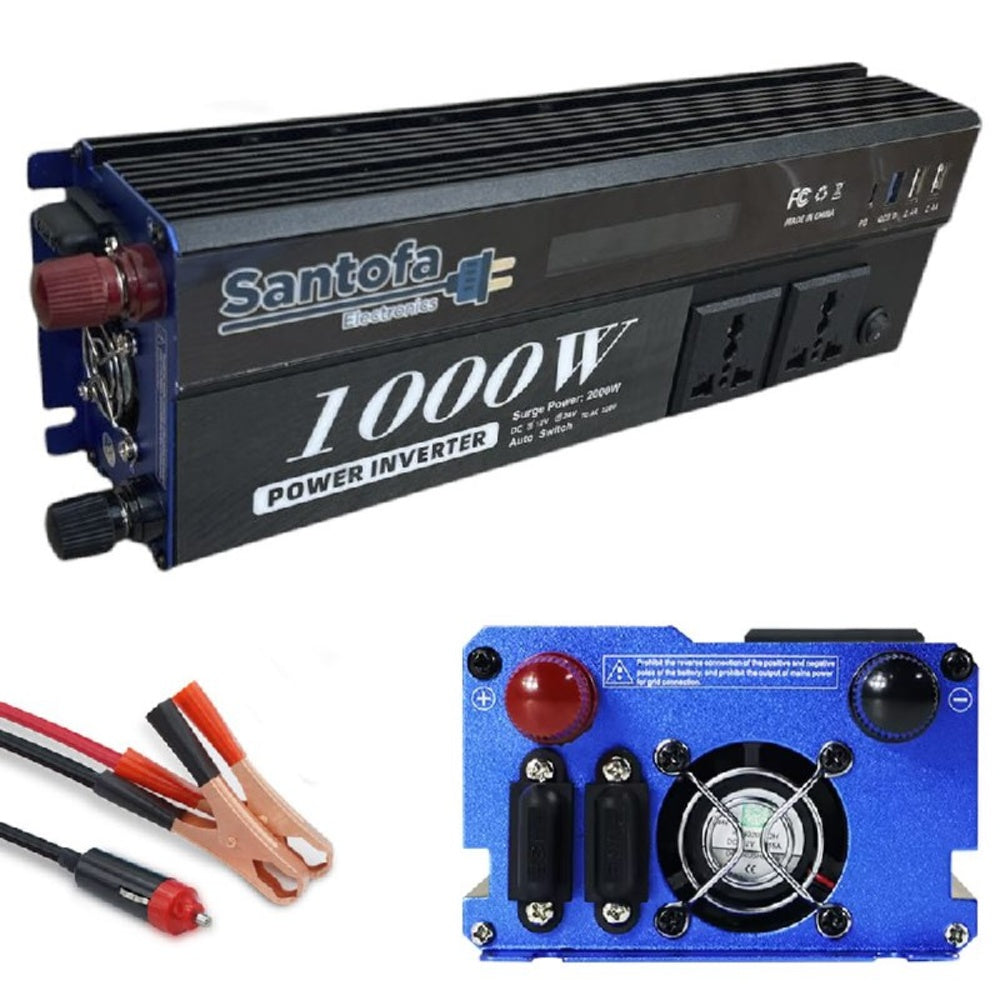 Inversor de Corriente 12V/24V a 220V 1000W para Auto Casa y Camping S1950