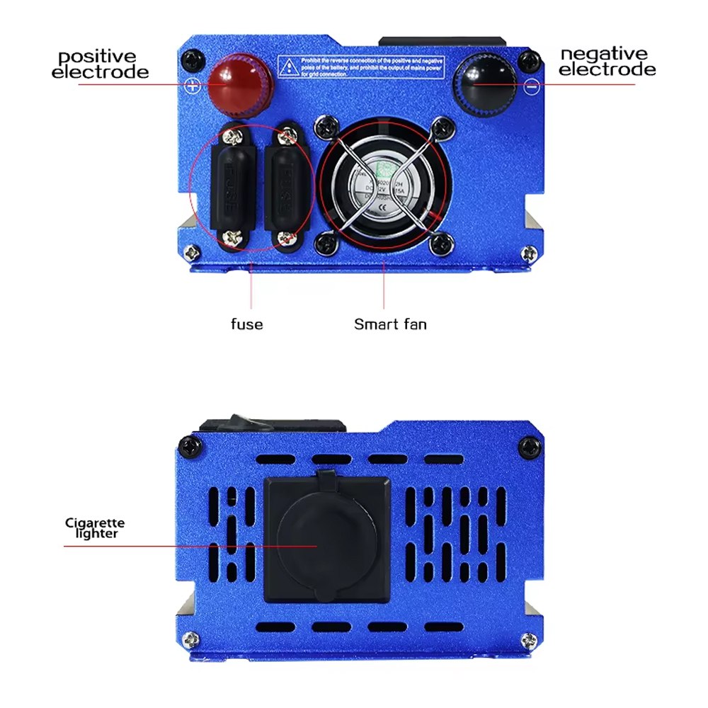 Inversor de Corriente 12V/24V a 220V 1000W para Auto Casa y Camping S1950