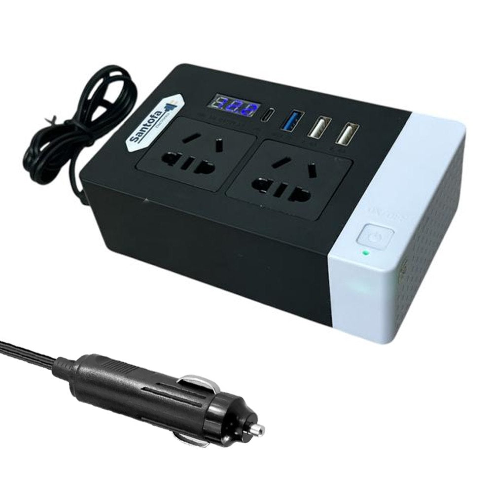 Inversor de corriente 12V a 220V 300W auto 2 USB PD3.0 QC3.0 SANTOFA S1951