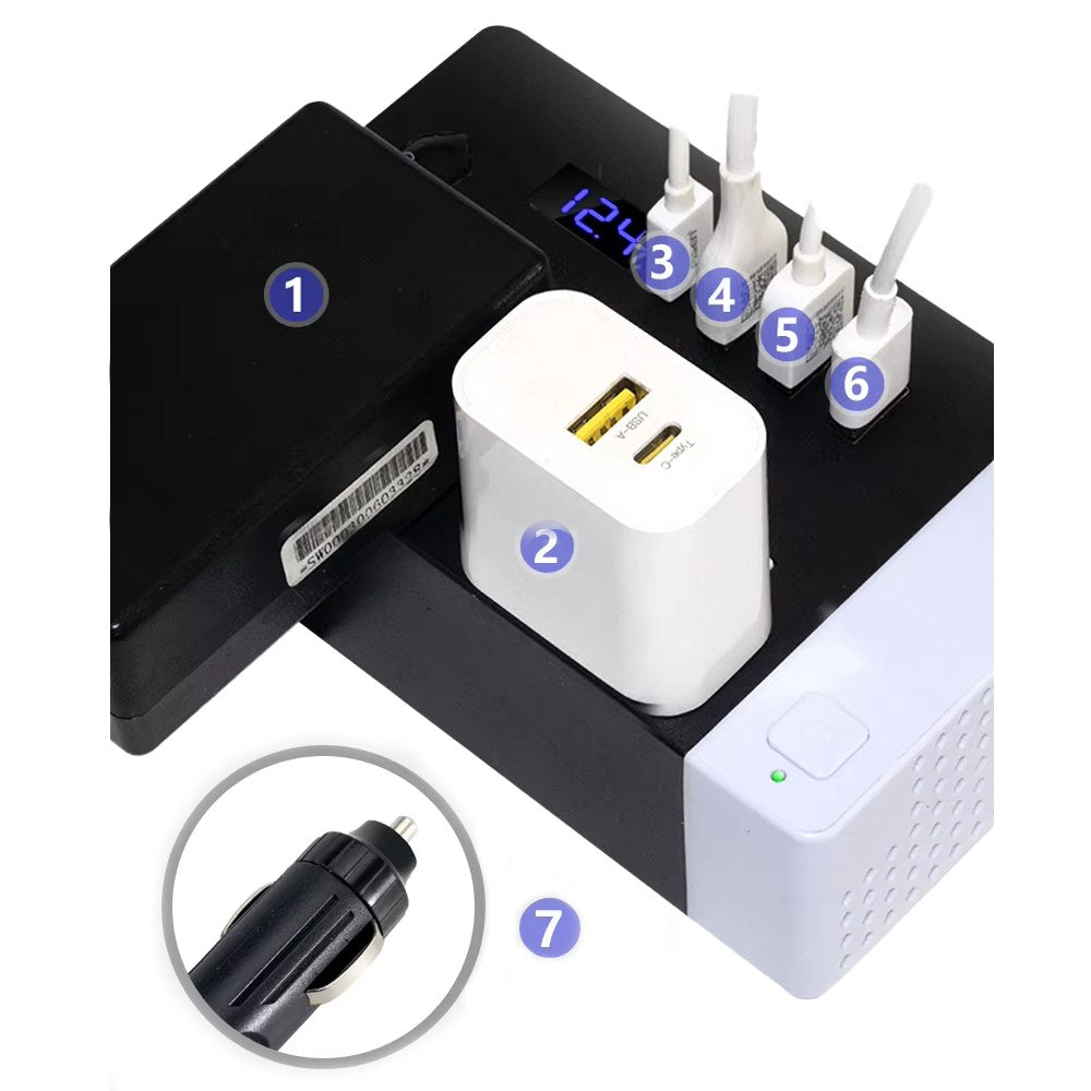 Inversor de corriente 12V a 220V 300W auto 2 USB PD3.0 QC3.0 SANTOFA S1951