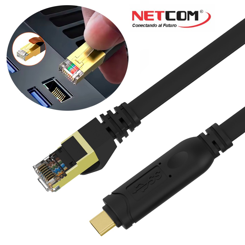 Cable USB Tipo C a RJ45 NETCOM rs232 consola ethernet red 1.80 Metros S1954