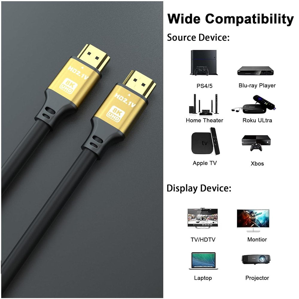 Cable Hdmi 8K 2.1 5 Metros 48gbps 60Hz 4k 120Hz ULTRA HD HDR PVC S1963