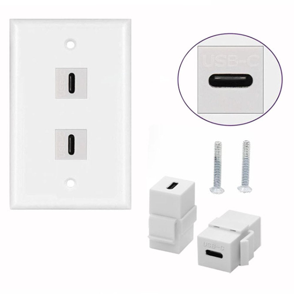 Placa de pared ABS 2 puertos USB C TIPO C Faceplate hembra a hembra NETCOM S1965