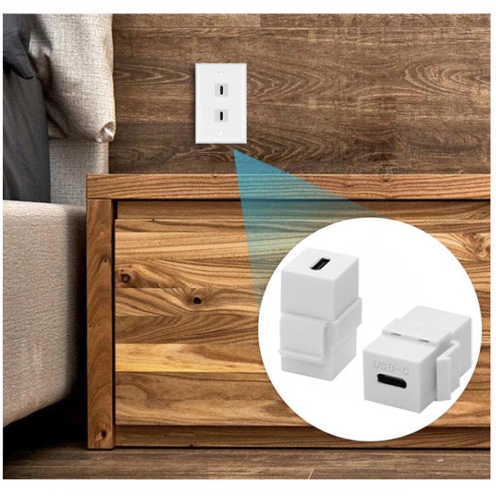 Placa de pared ABS 2 puertos USB C TIPO C Faceplate hembra a hembra NETCOM S1965