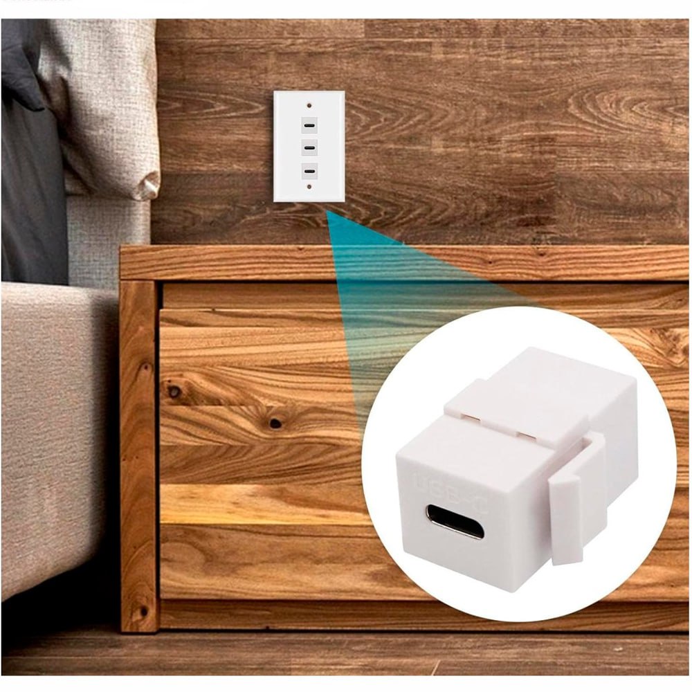 Placa de pared ABS 3 puertos USB C TIPO C Faceplate hembra a hembra NETCOM S1967