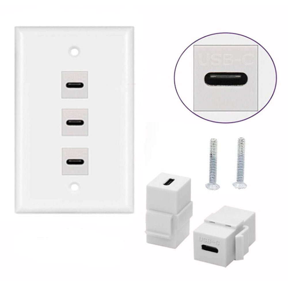 Placa de pared ABS 3 puertos USB C TIPO C Faceplate hembra a hembra NETCOM S1967