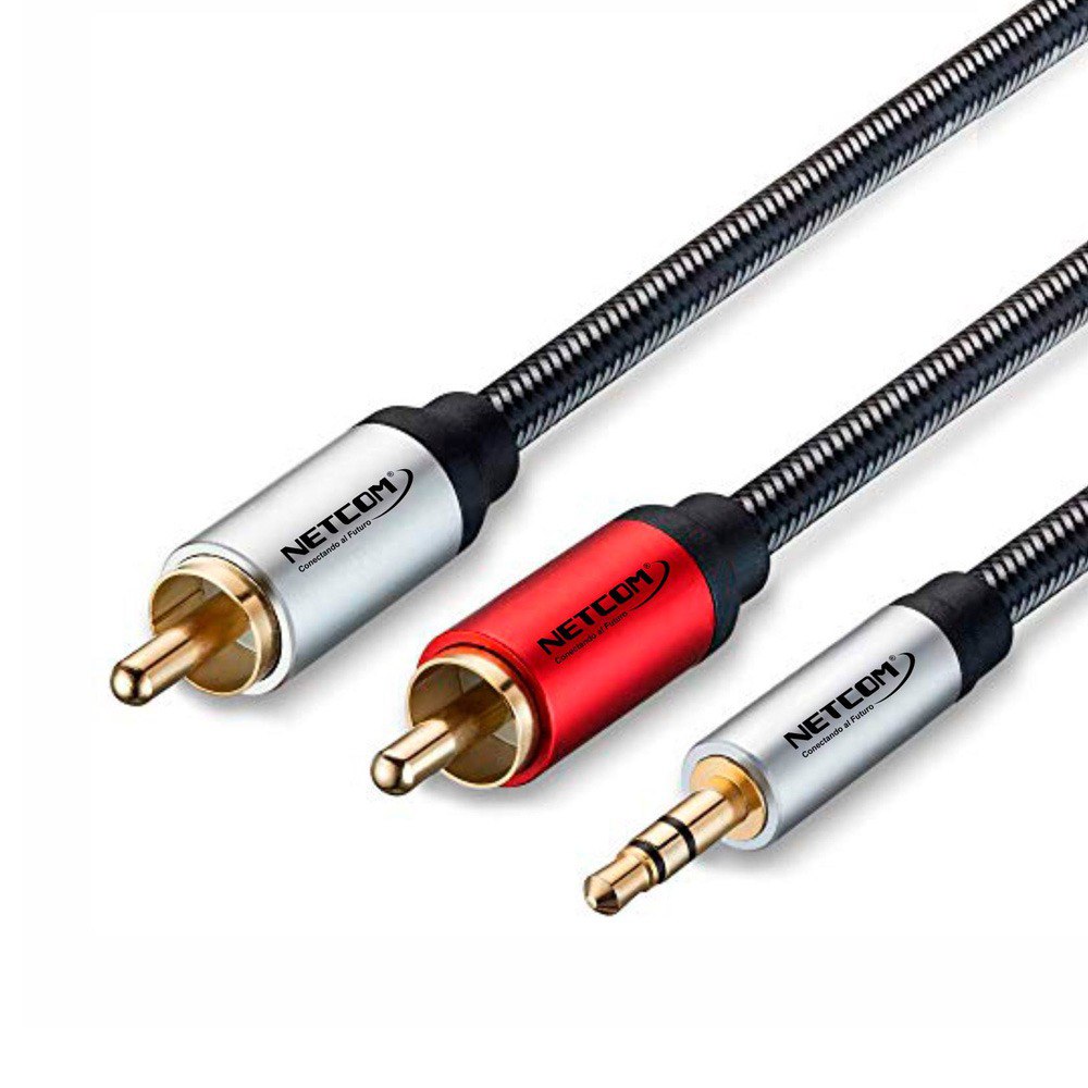 Cable de audio Plug 3.5mm a 2 RCA Macho 3 Metros NETCOM S1968