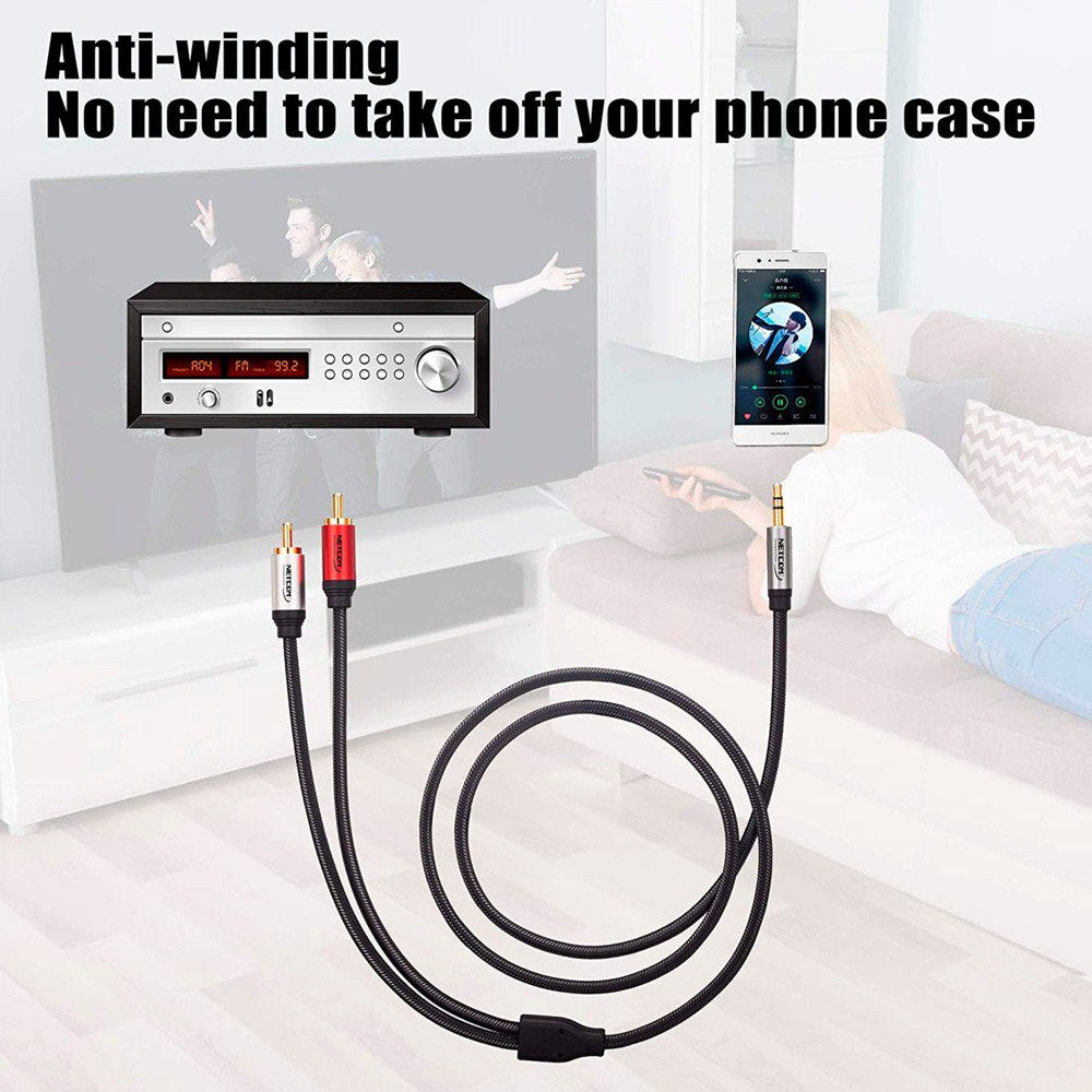 Cable de audio Plug 3.5mm a 2 RCA Macho 5 Metros NETCOM S1969