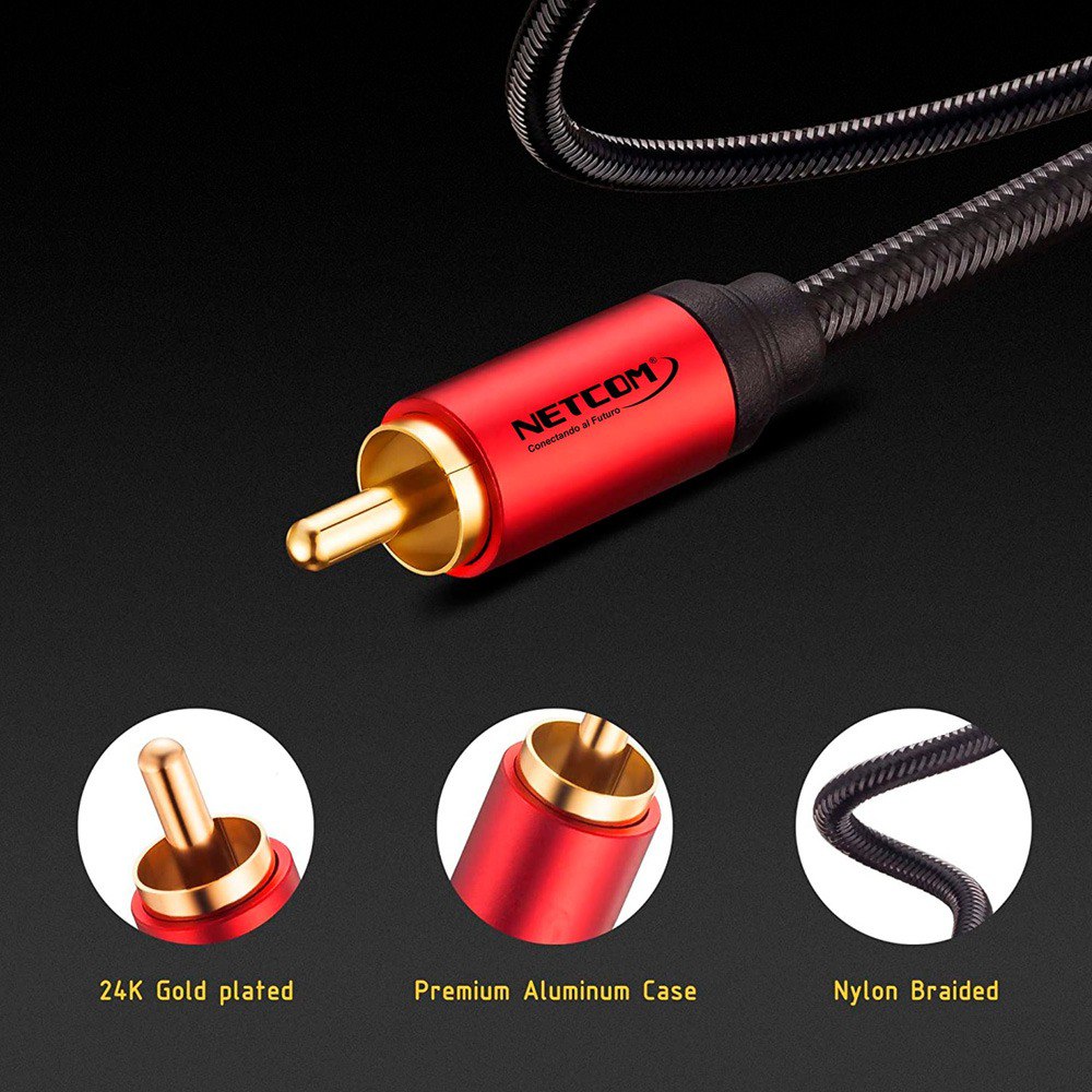 Cable de audio Plug 3.5mm a 2 RCA Macho 5 Metros NETCOM S1969