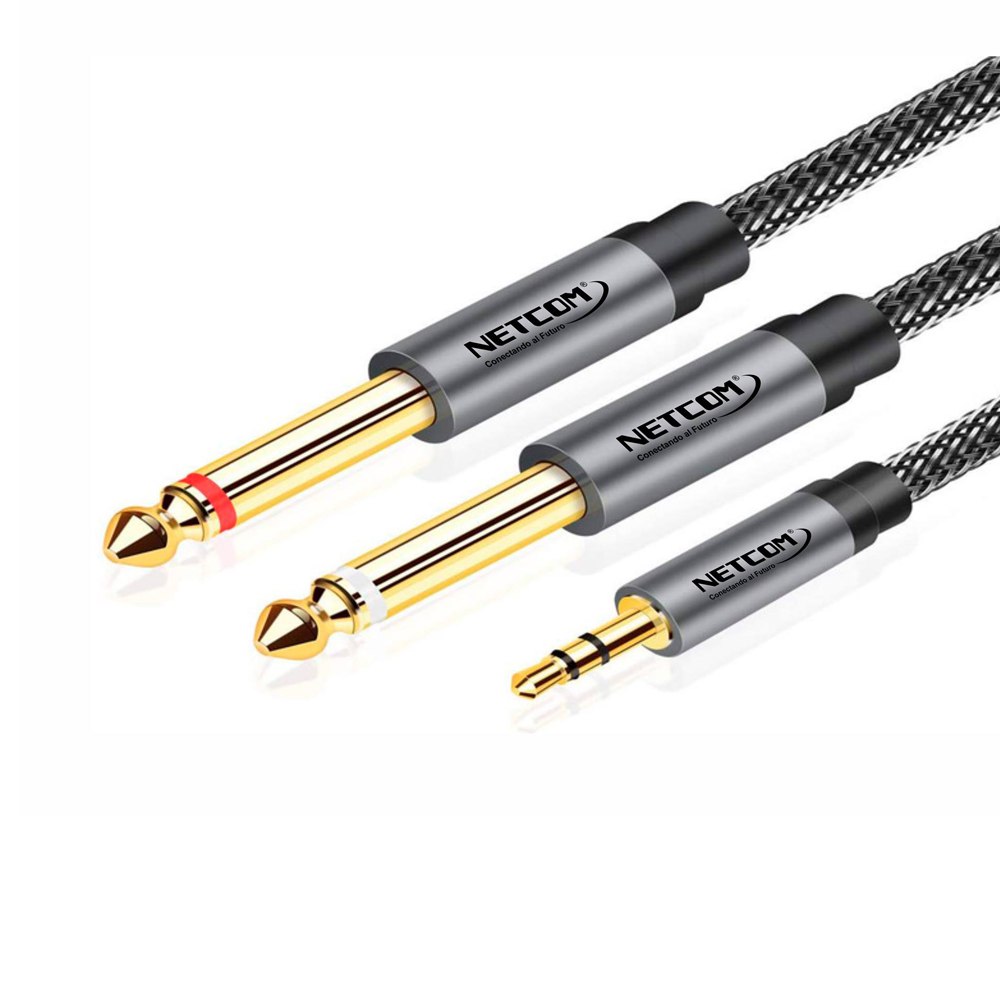 Cable de Audio 1 plug 3.5mm Macho a 2 plug 6.35mm Macho 5 metros S1971