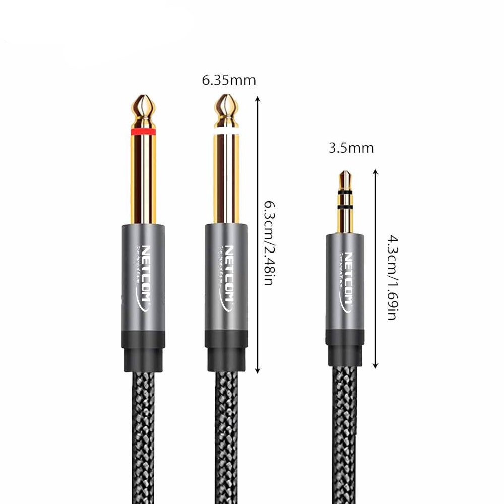 Cable de Audio 1 plug 3.5mm Macho a 2 plug 6.35mm Macho 3 metros S1970