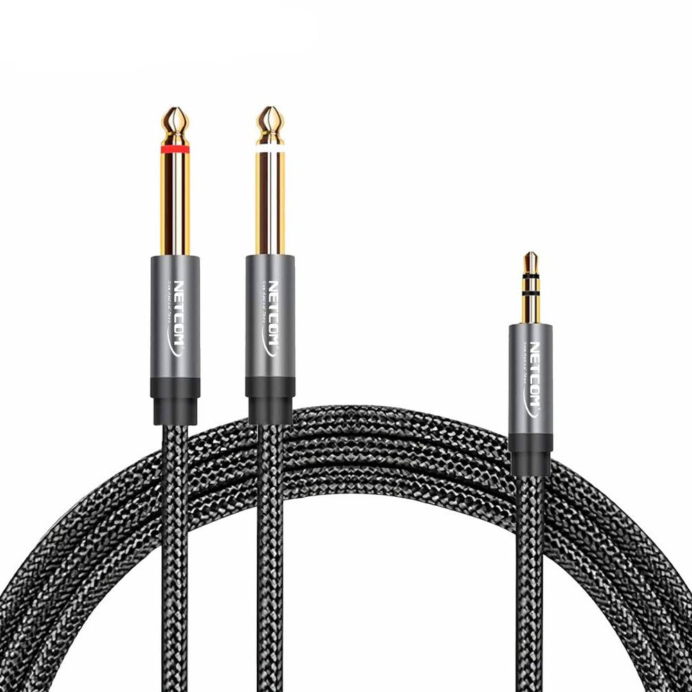 Cable de Audio 1 plug 3.5mm Macho a 2 plug 6.35mm Macho 3 metros S1970