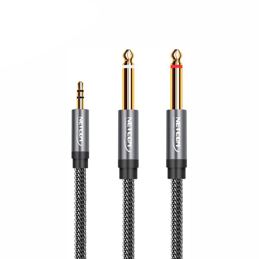 Cable de Audio 1 plug 3.5mm Macho a 2 plug 6.35mm Macho 3 metros S1970