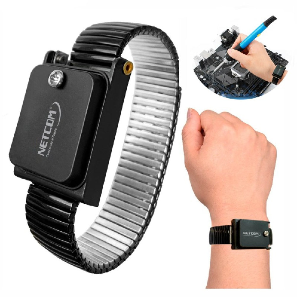 Pulsera Antiestatica inalambrica para electronica NETCOM Brazalate acero S1972