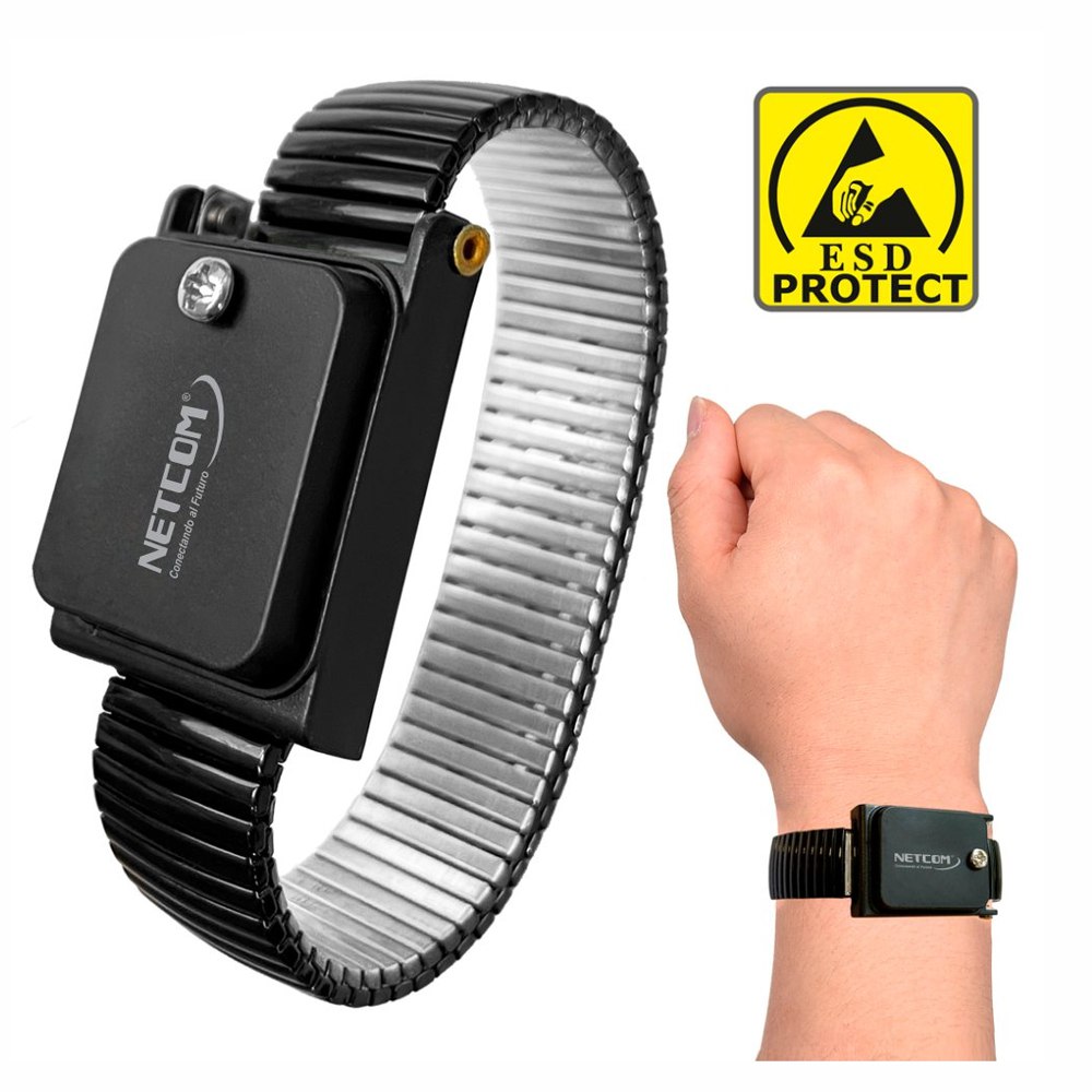 Pulsera Antiestatica inalambrica para electronica NETCOM Brazalate acero S1972