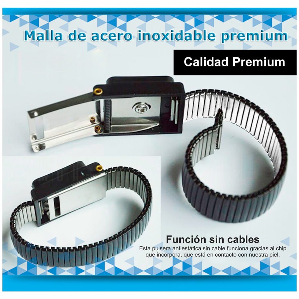 Pulsera Antiestatica inalambrica para electronica NETCOM Brazalate acero S1972
