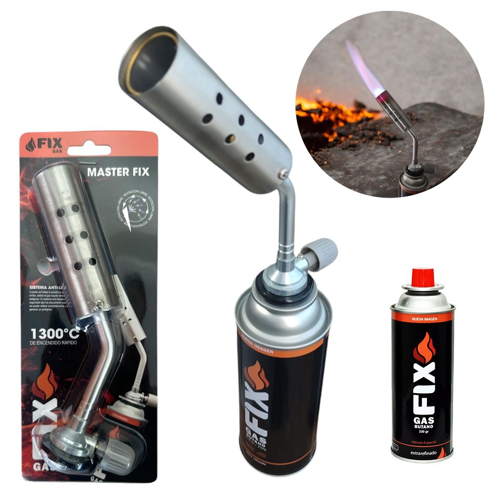 KIT Mini Soplete Portátil FIX para Cocina Camping ferreteria mas Gas Butano S1979
