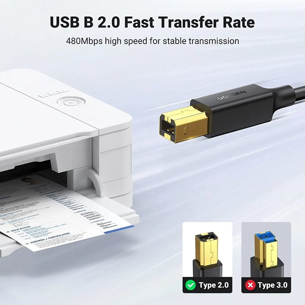 Cable USB para Impresora UGREEN 2 m | USB 2.0 A a B | 480 Mbps Alta Velocidad S1984