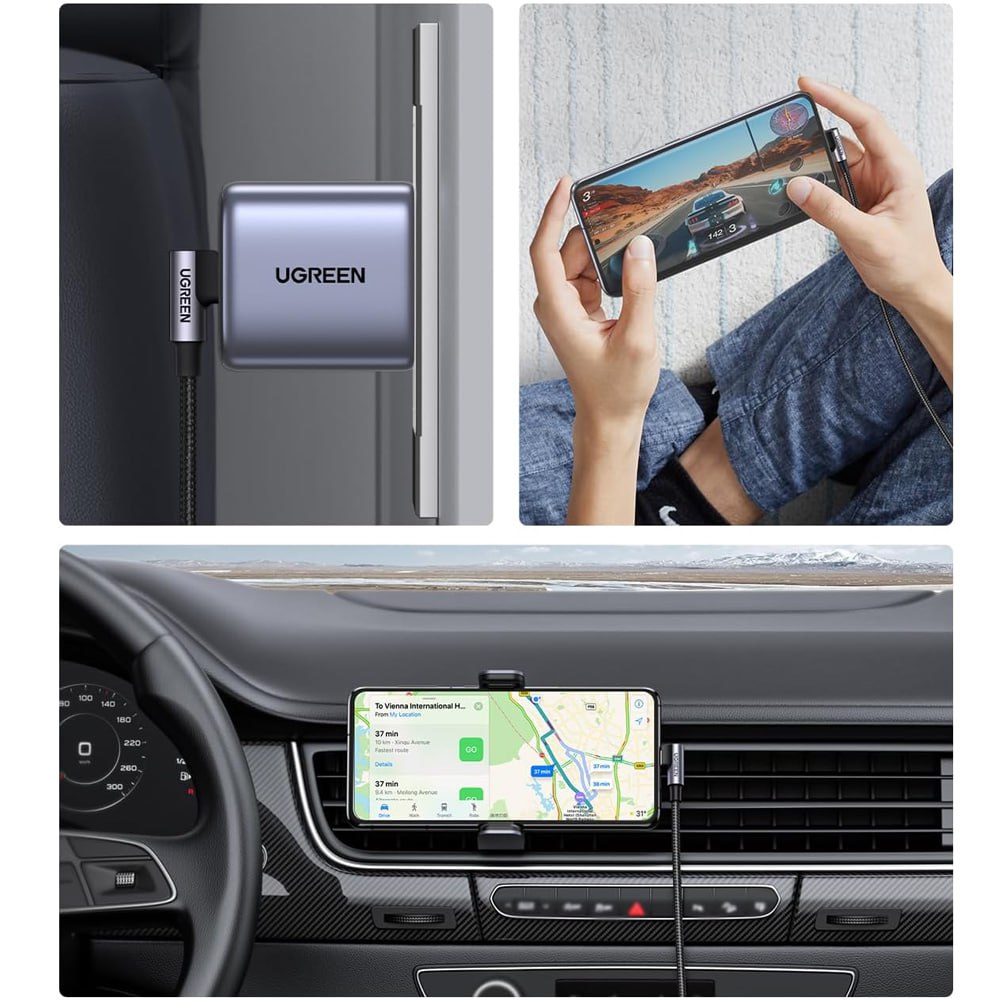 Cable USB-C a USB-C UGREEN 50125 2m | 60W PD | Ángulo Recto 90° | Nylon Reforzado S1985