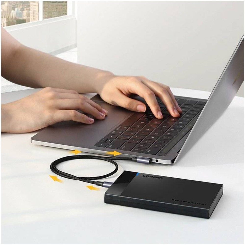 Cable USB-C a USB-C UGREEN 50125 2m | 60W PD | Ángulo Recto 90° | Nylon Reforzado S1985