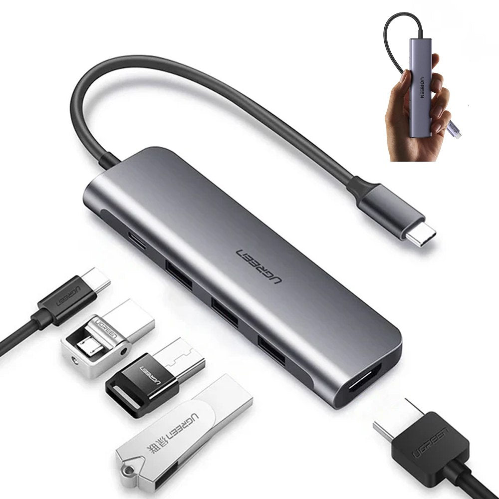 Hub USB-C 5 en 1 UGREEN 70495 | HDMI 4K@60Hz | 3 USB 3.0 | Power Delivery 100W S1987